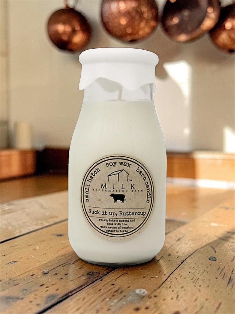 Milk Reclamation Suck it up, Buttercup Soy Candle 13 Oz Bourbon And Warn Butter